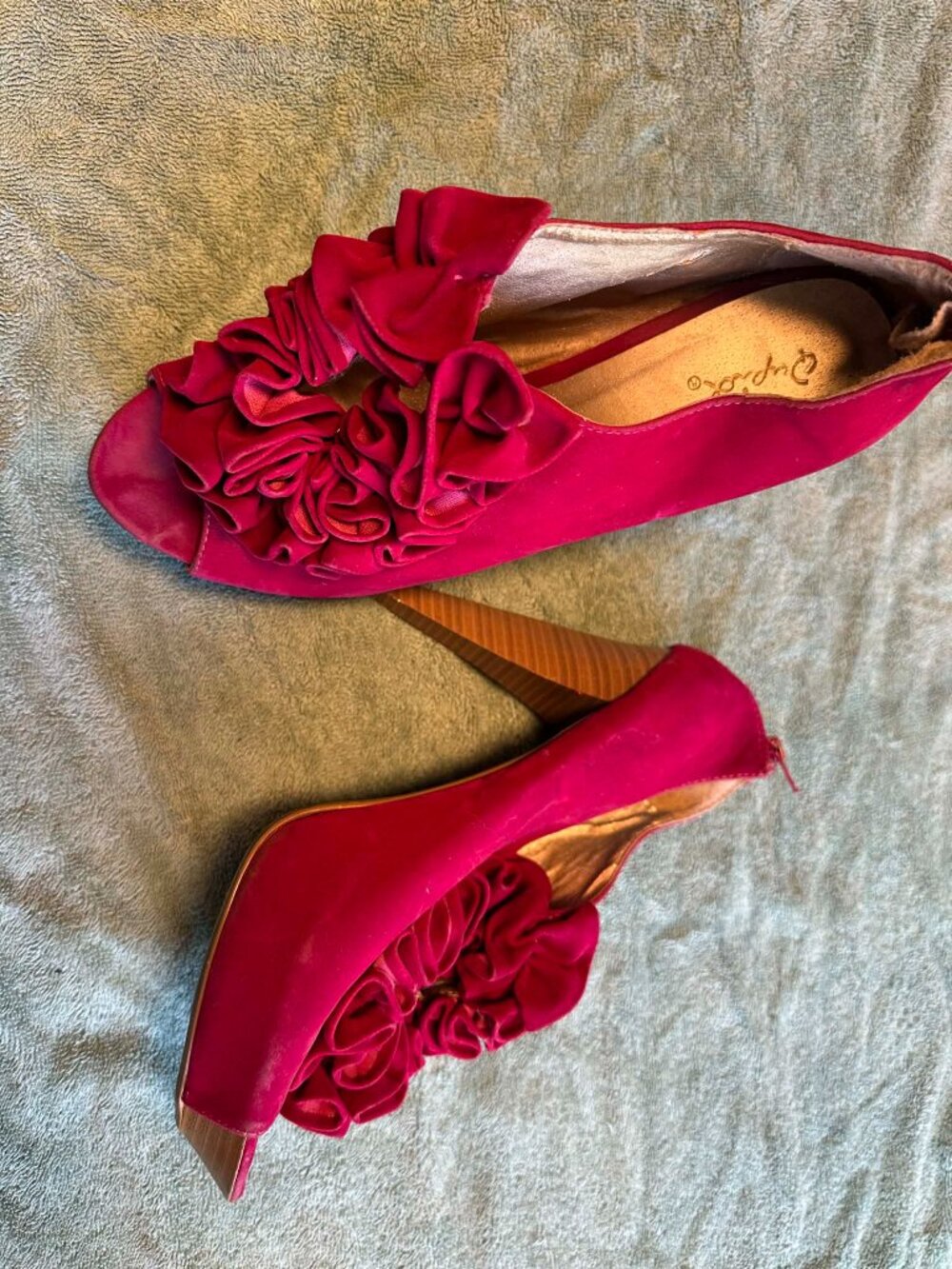 Qupid Women’s Pink Peep Toe Bow Stiletto Size 10 Pump 4" Heel Shoes